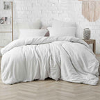Etdiffe White Comforter Set King Size, 3 Piece Aesthetic Modern Bedding Set - Soft & Lightweight All Season Microfiber Down Alte