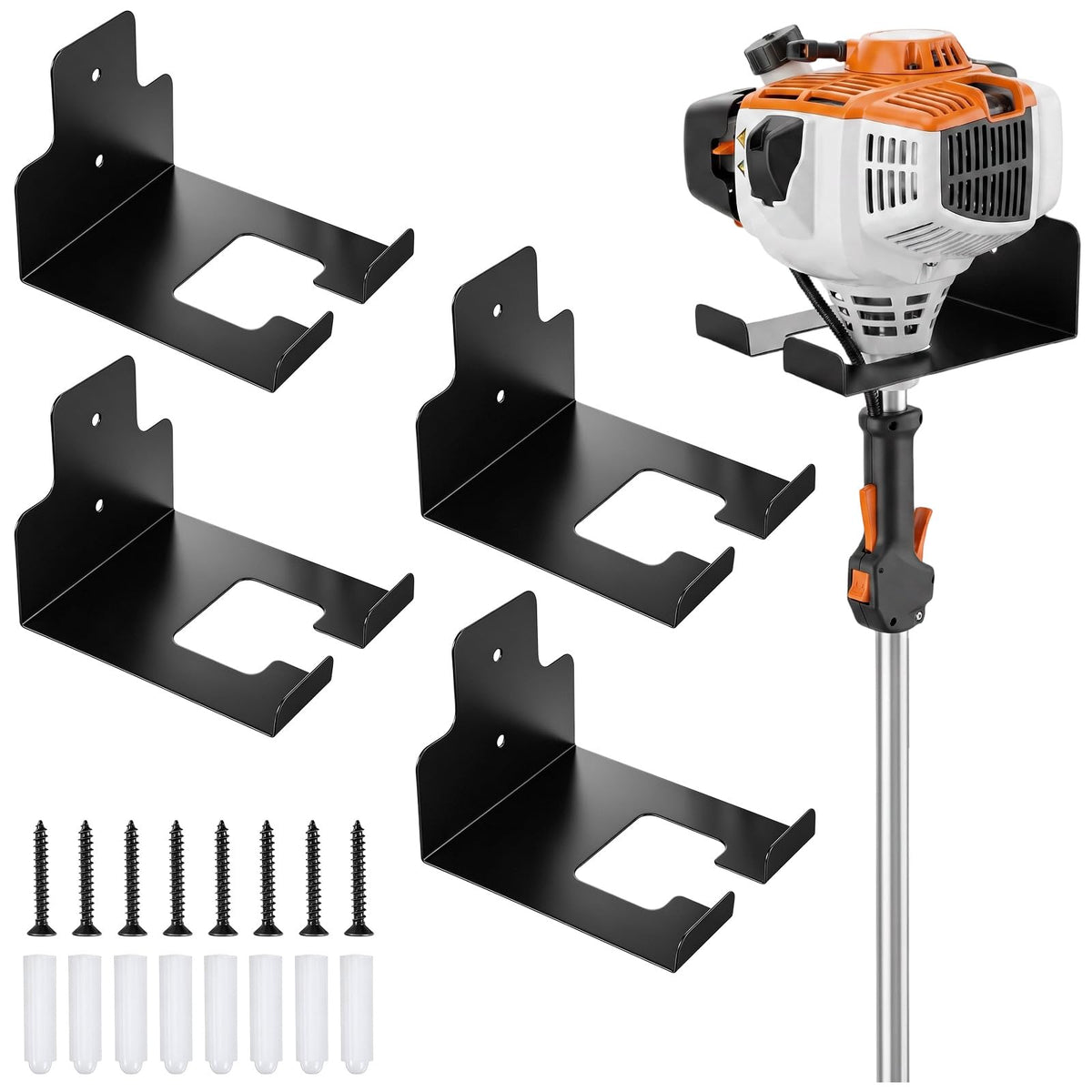 Limbeuuu 4PCS Heavy Duty Trimmer Rack for Garage Organization, Wall Mounted Whacker Holder for Garden Power Tools, Compatible St