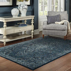 HomeRoots 510057 9 x 12 ft. Blue & Brown Oriental Power Loom Stain Resistant Rectangle Area Rug