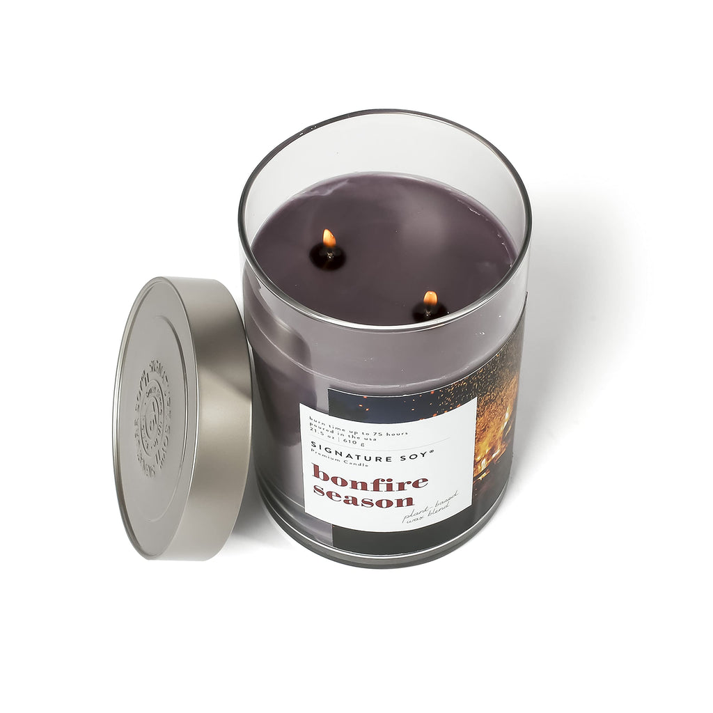 Signature Soy Lidded Bonfire Season Scented Candle, Extra Large Jar