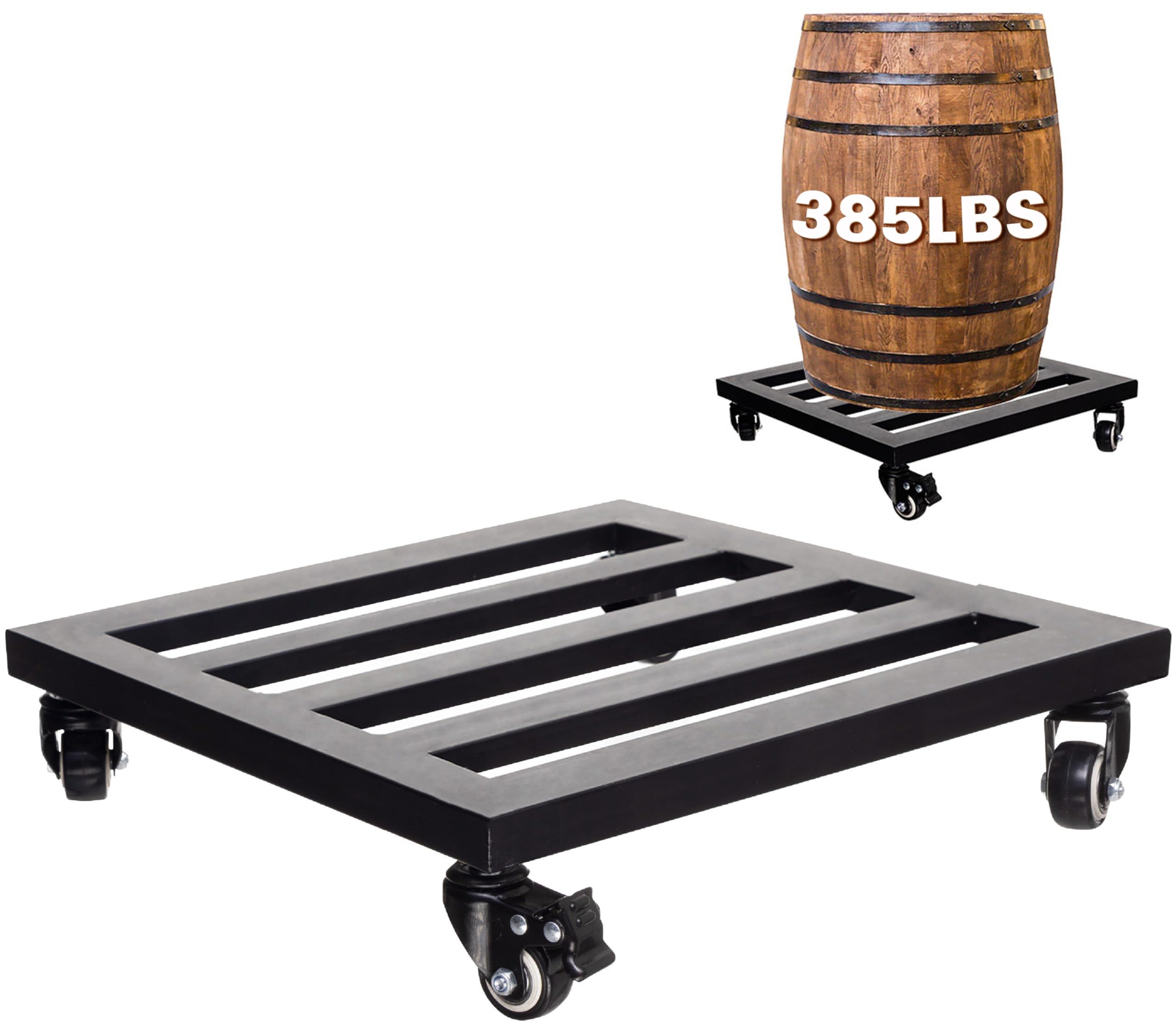 Idzo Upgraded Lockable Heavy Duty Trolley Capacity 385Lbs, 12 Inch, Black, Large Plant Pots, Parasol Stands And Bases Or Plant S