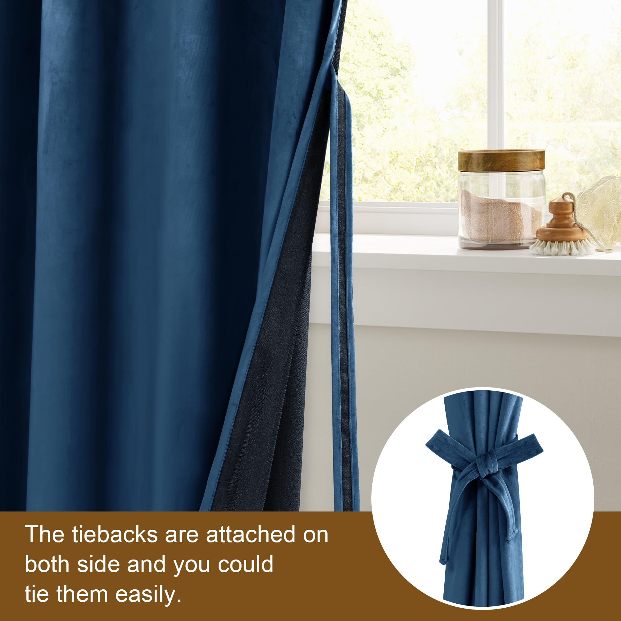 Dwcn Navy Blue Blackout Velvet Curtains - Refresh Bundleable Heavy Duty Thermal Insulated Noise Absorb Grommet Window Panels For