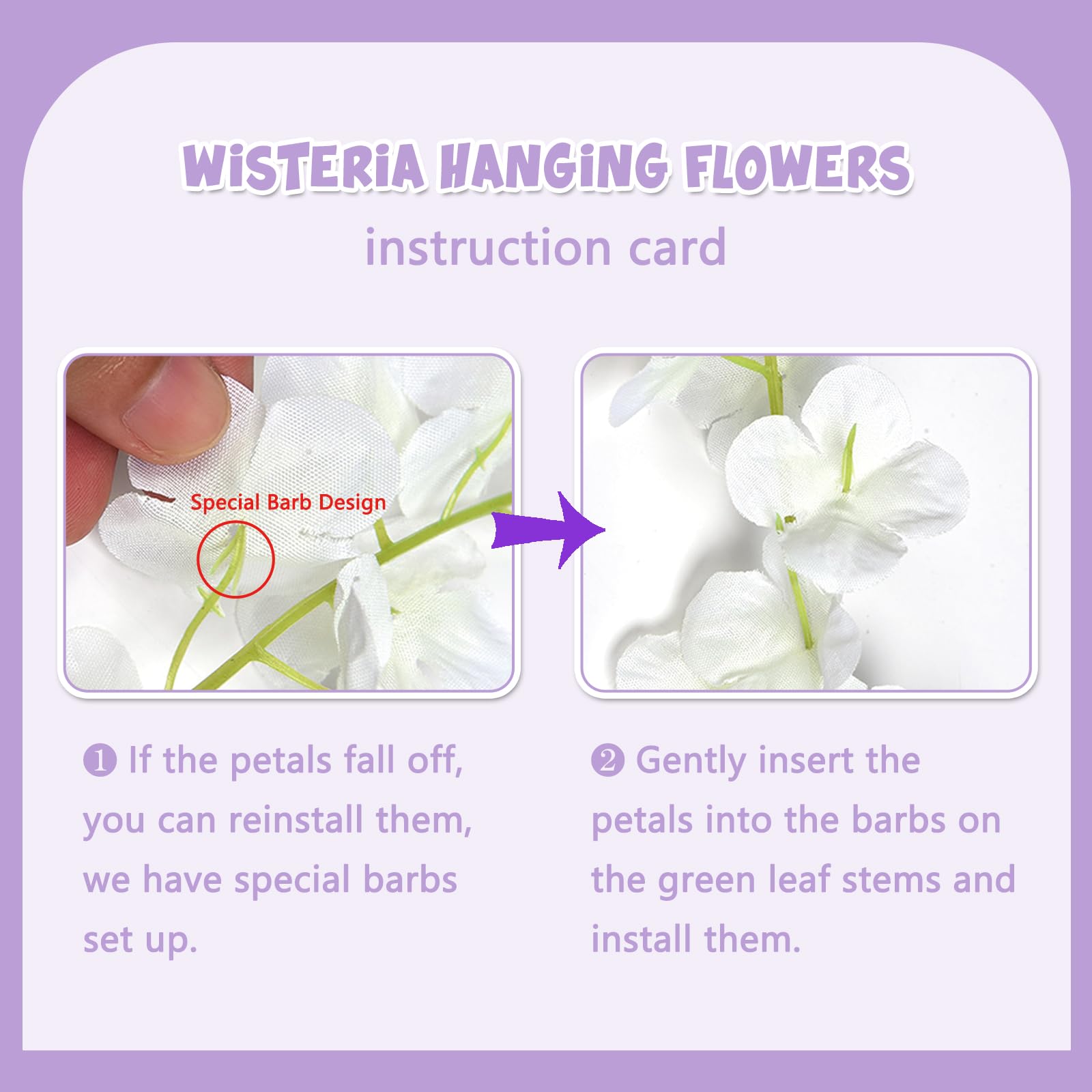 12 Pack Light Purple Wisteria Hanging Flowers Garland, 3.77 Ft Light Purple Artificial Wisteria Flower Vines, Fake Light Purple