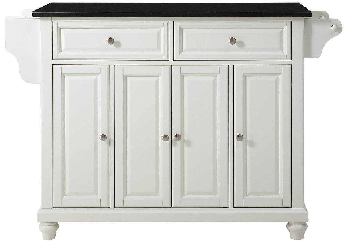 Crosley Furniture Cambridge Granite Top Rolling Kitchen Island Storage Cart, Microwave Stand, Spice Rack, White