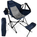 Giantex Outdoor Hammock Camping Chair - Rocking Chair with Removable Footrest, Adjustable Backrest, Pillow, Cup Holder, Storage 