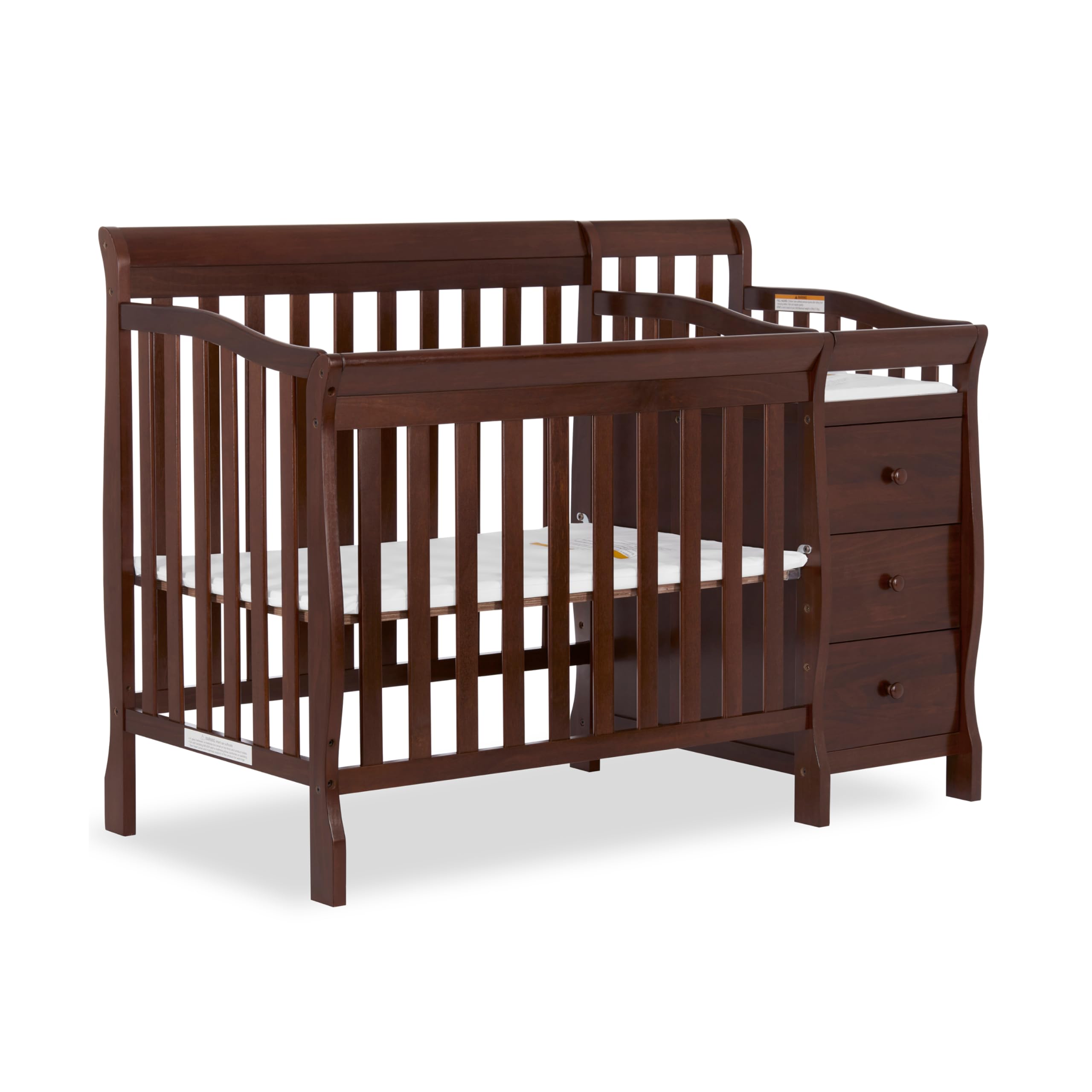 Dream On Me Jayden 4-in-1 Mini Convertible Crib And Changer in Espresso, Greenguard Gold Certified, Non-Toxic Finish, New Zealan