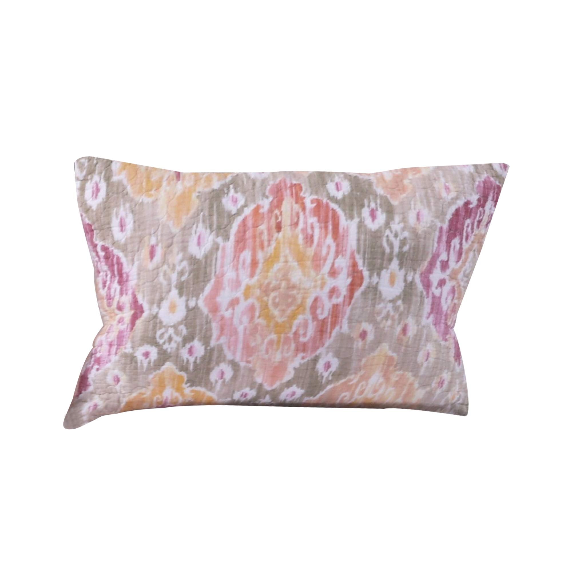 Fabric Pillow Sham with Medallion Pattern and Side Zipper