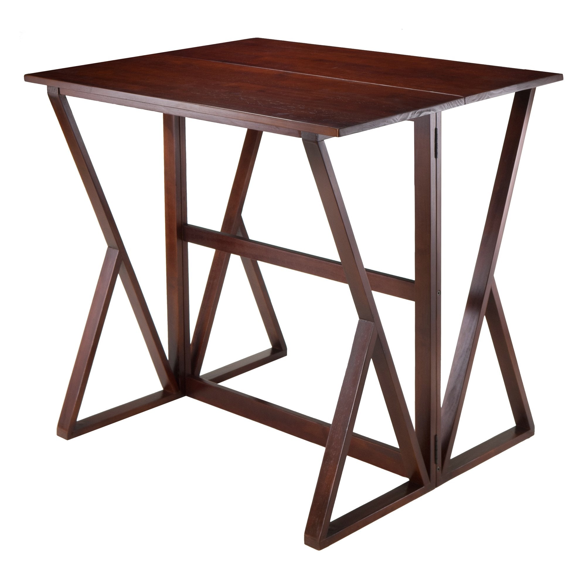 Winsome 3-Piece Harrington Drop Leaf High Table with 2 Cushion Saddle Seat Stools, 24-Inch, Brown