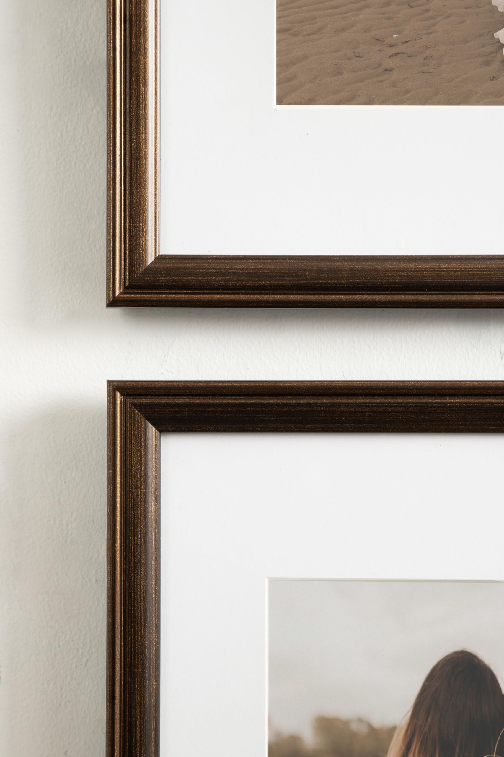 Kate And Laurel Adlynn Rectangle Picture Frame Set Of 3, 14 X 18 Matted To 11 X 14, Bronze, Vintage Three-Piece Frame Set For Ga