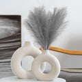 Bnecnet 10 Stems Faux Pampas Grass - 17.7'' Artificial Pampas Grass Decor Fluffy Small Pampas Grass Flower Arrangement and Vase 