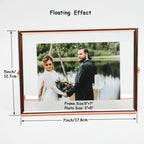 Ahago Rose Gold Floating Frame (5X7   , Horizontal), For Picture Sizes 4X6, 3X5, 2X3, Tabletop Shelf Photo Frame, Home Or Office