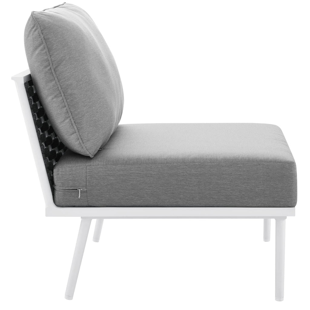 Modway Stance Outdoor Patio Woven Rope Aluminum Armless Chair in White Gray