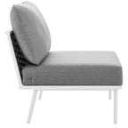Modway Stance Outdoor Patio Woven Rope Aluminum Armless Chair in White Gray