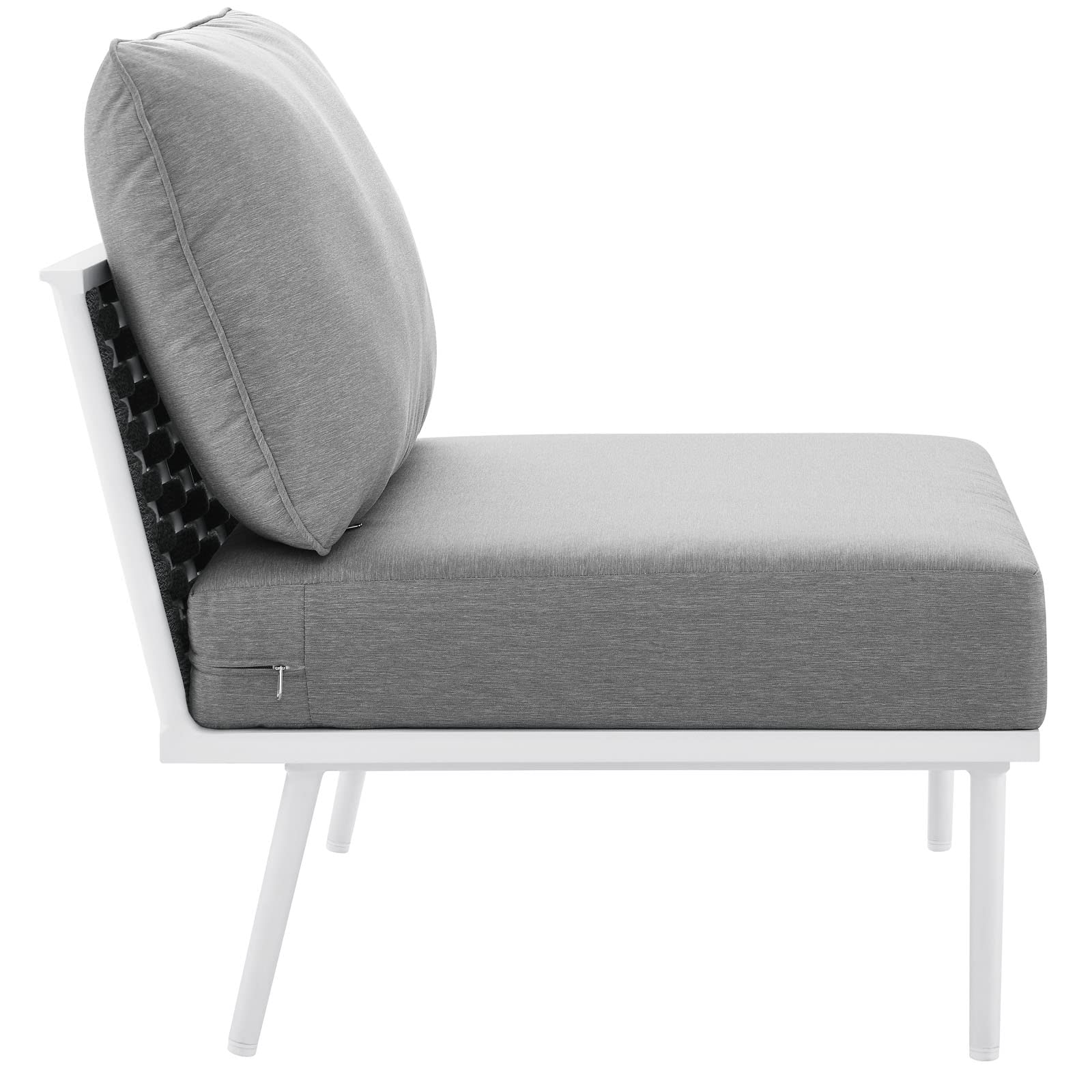 Modway Stance Outdoor Patio Woven Rope Aluminum Armless Chair in White Gray