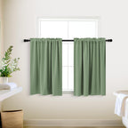 Koufall Kitchen Curtains 18 X 30 Inch Length,Not See Through Blackout Window Curtain Panels For Bathroom,Sage Green