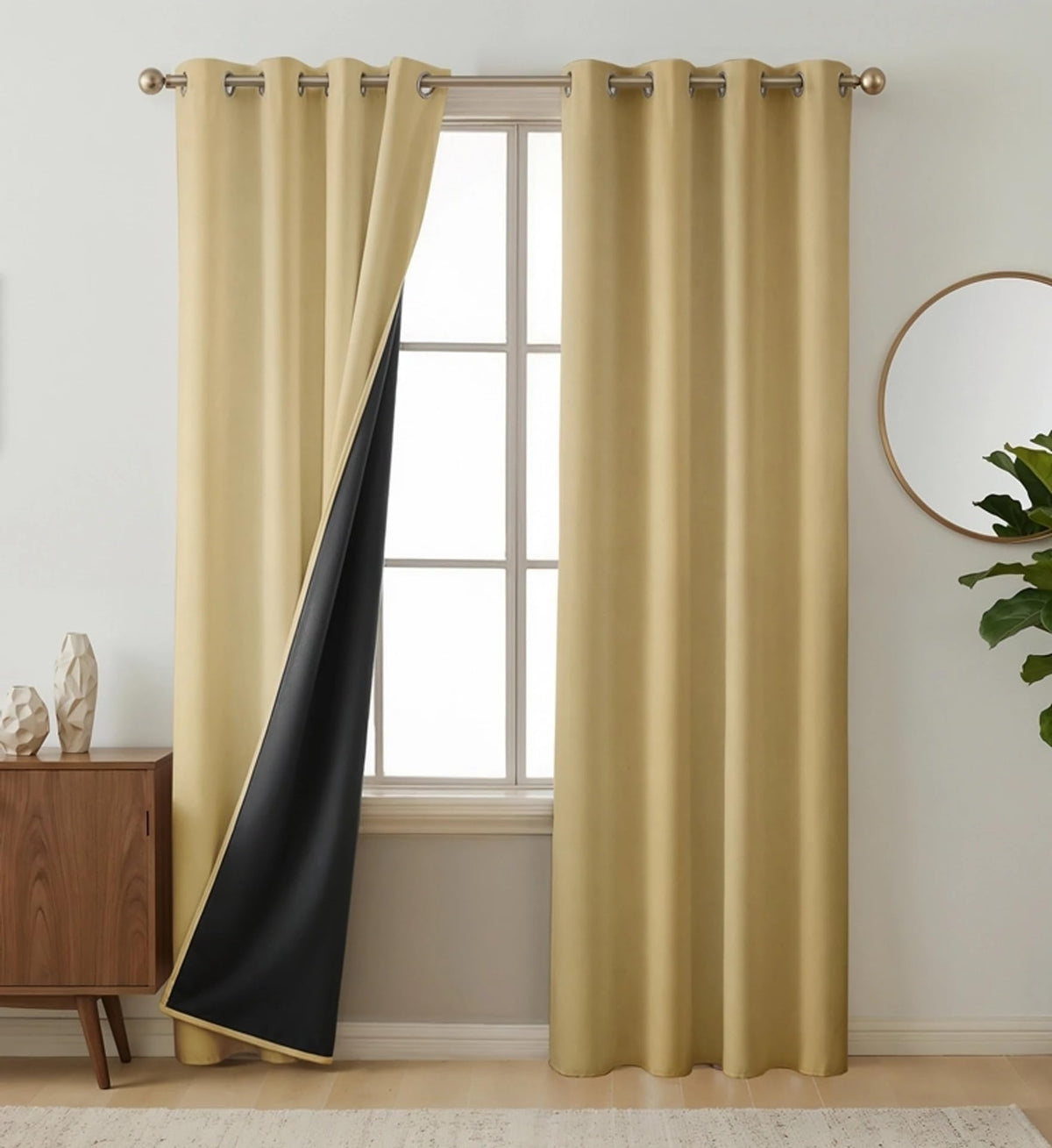 Galaxy Home Decor Blackout Heavy Solid 100% Opaque Curtains for Long Door 9 Feet, Pack of 2, Gold (Gold, Long Door 9 Feet)