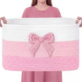 Ferrochef Extra Large Blanket Basket Rectangle Woven Storage Basket with Handle for Storing Dirty Clothes Stuffed Animal Toy Sto