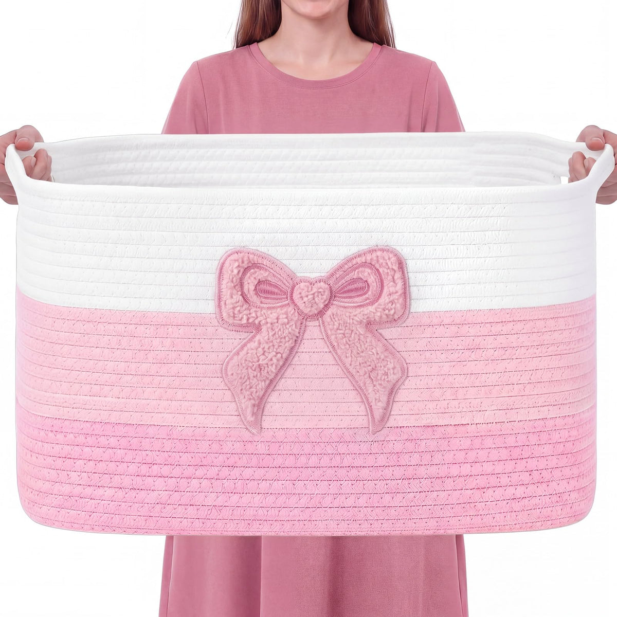 Ferrochef Extra Large Blanket Basket Rectangle Woven Storage Basket with Handle for Storing Dirty Clothes Stuffed Animal Toy Sto