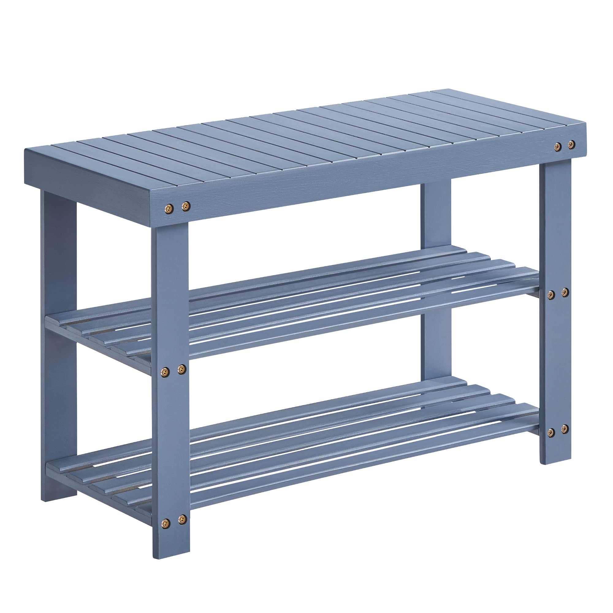 Songmics Shoe Rack Bench, 3-Tier Bamboo Shoe Storage Organizer, Entryway Bench, Holds Up To 286 Lb, 11.3 X 27.6 X 17.8 Inches, For Entryway Bathroom Bedroom, Grey Ulbs04Gy