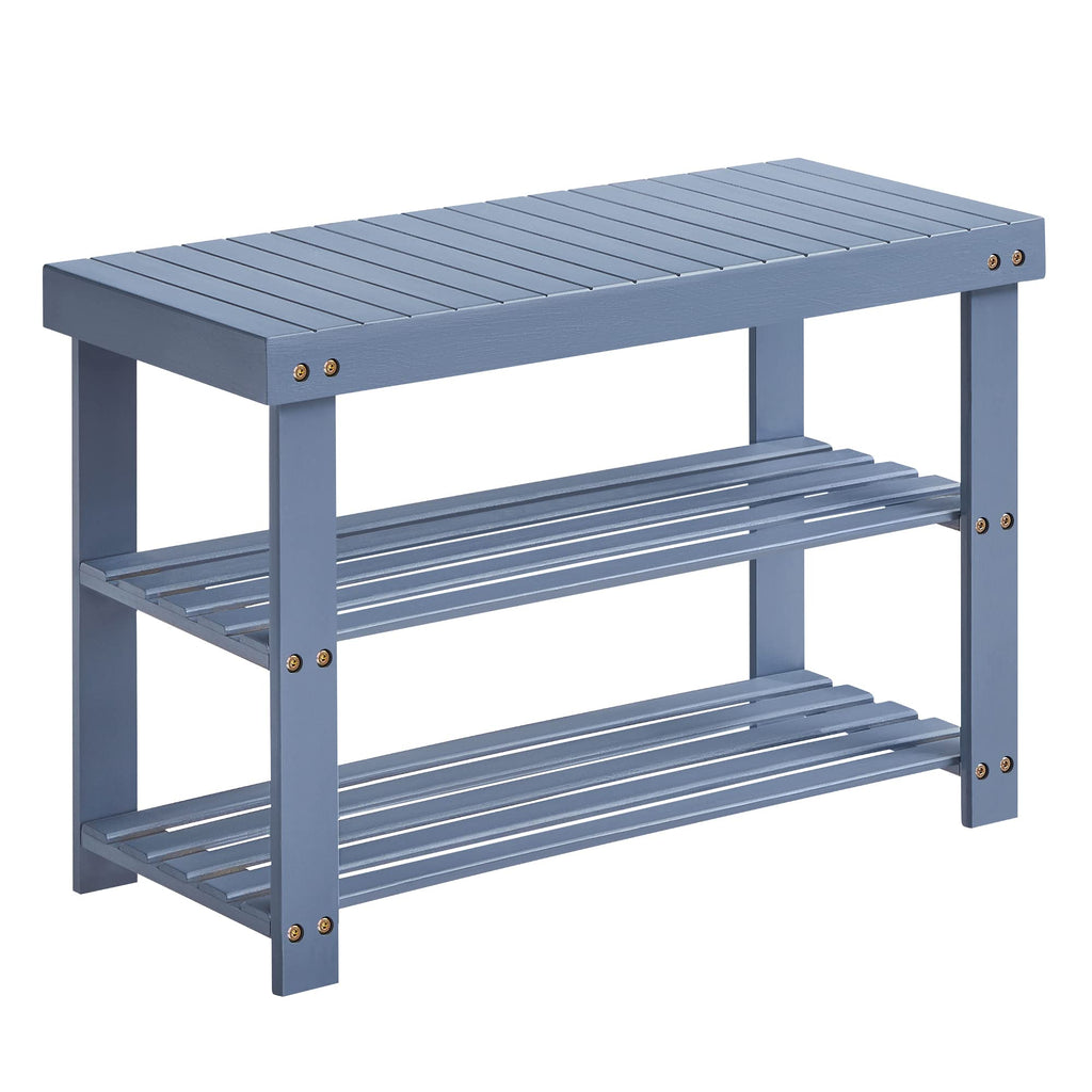 Songmics Shoe Rack Bench, 3-Tier Bamboo Shoe Storage Organizer, Entryway Bench, Holds Up To 286 Lb, 11.3 X 27.6 X 17.8 Inches, For Entryway Bathroom Bedroom, Grey Ulbs04Gy