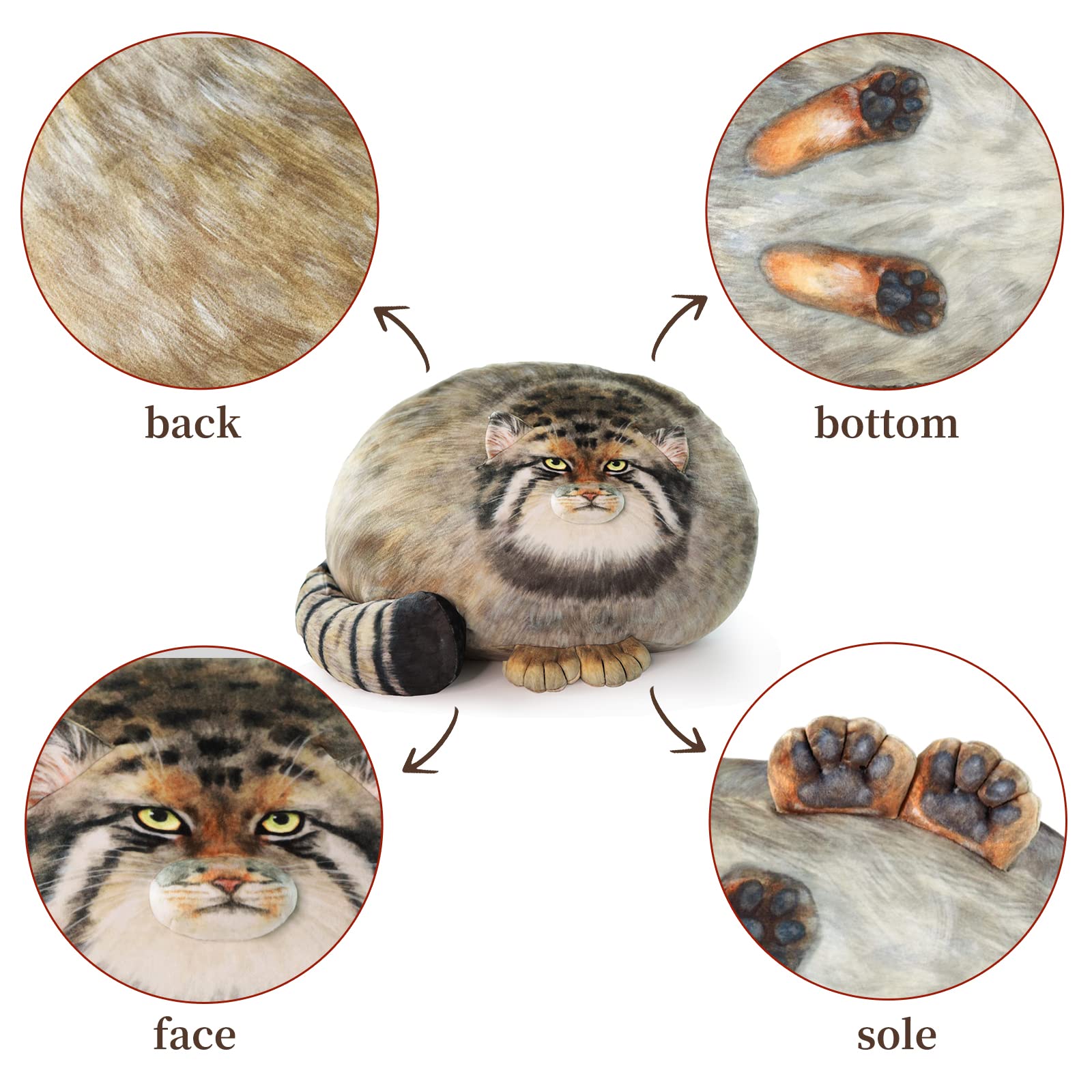 Sew Butiful Steppe Cat Plush, Cat Stuffed Animal 35Cm/14Inch, Pallas Cat Plush Pillow, Cute Plushies For Girls, Soft Plush Pillo