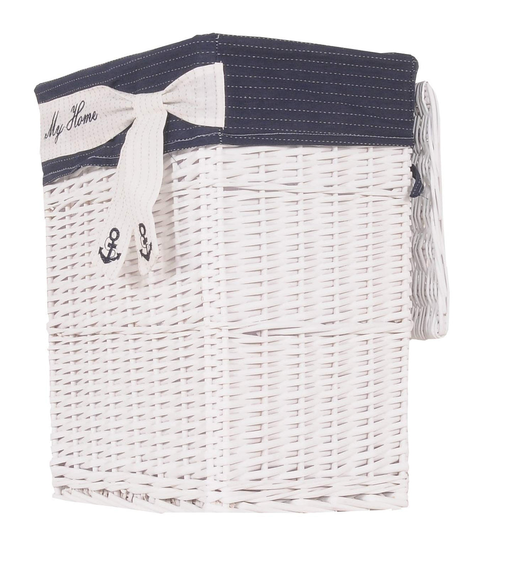 HomeRoots Decor 14-inch x 17.5-inch x 19.5-inch White, Blue, Rectangular, Willow - Basket Set of 5