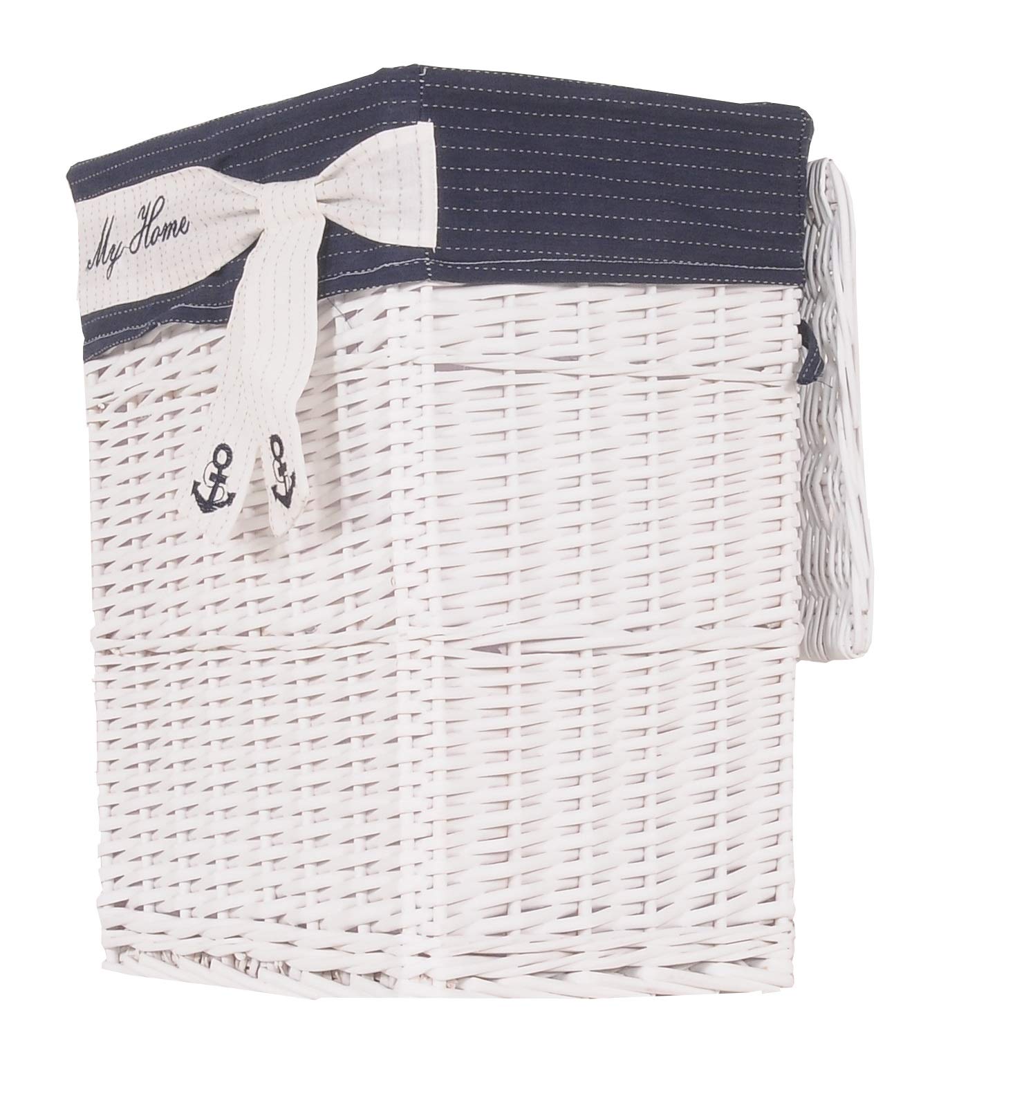 HomeRoots Decor 14-inch x 17.5-inch x 19.5-inch White, Blue, Rectangular, Willow - Basket Set of 5