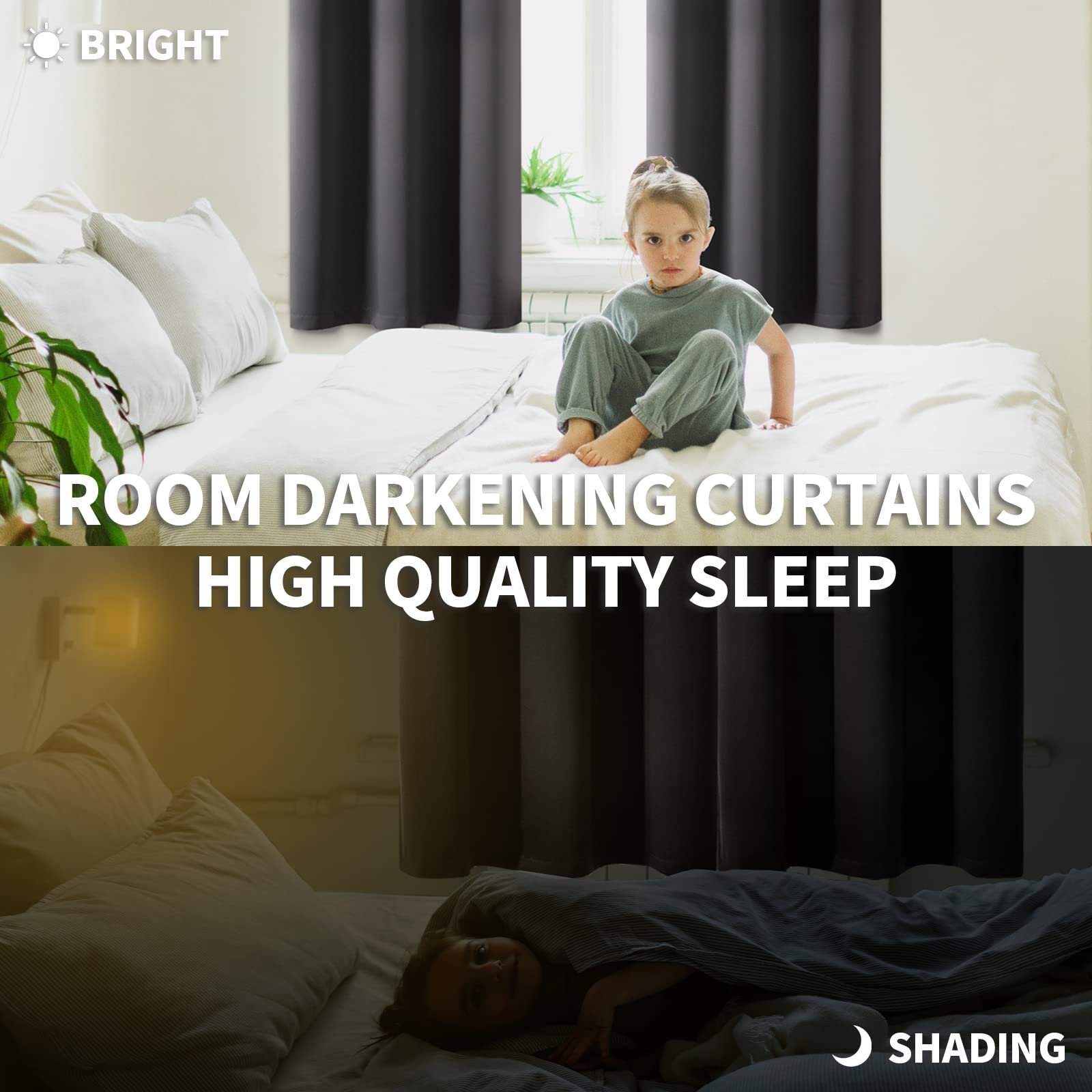 Bgment Dark Grey Blackout Curtains 90 Inches Length - Rod Pocket Room Darkening Window Drapes For Bedroom Living Room Office, 2 Panels, 52 X 90 Inch