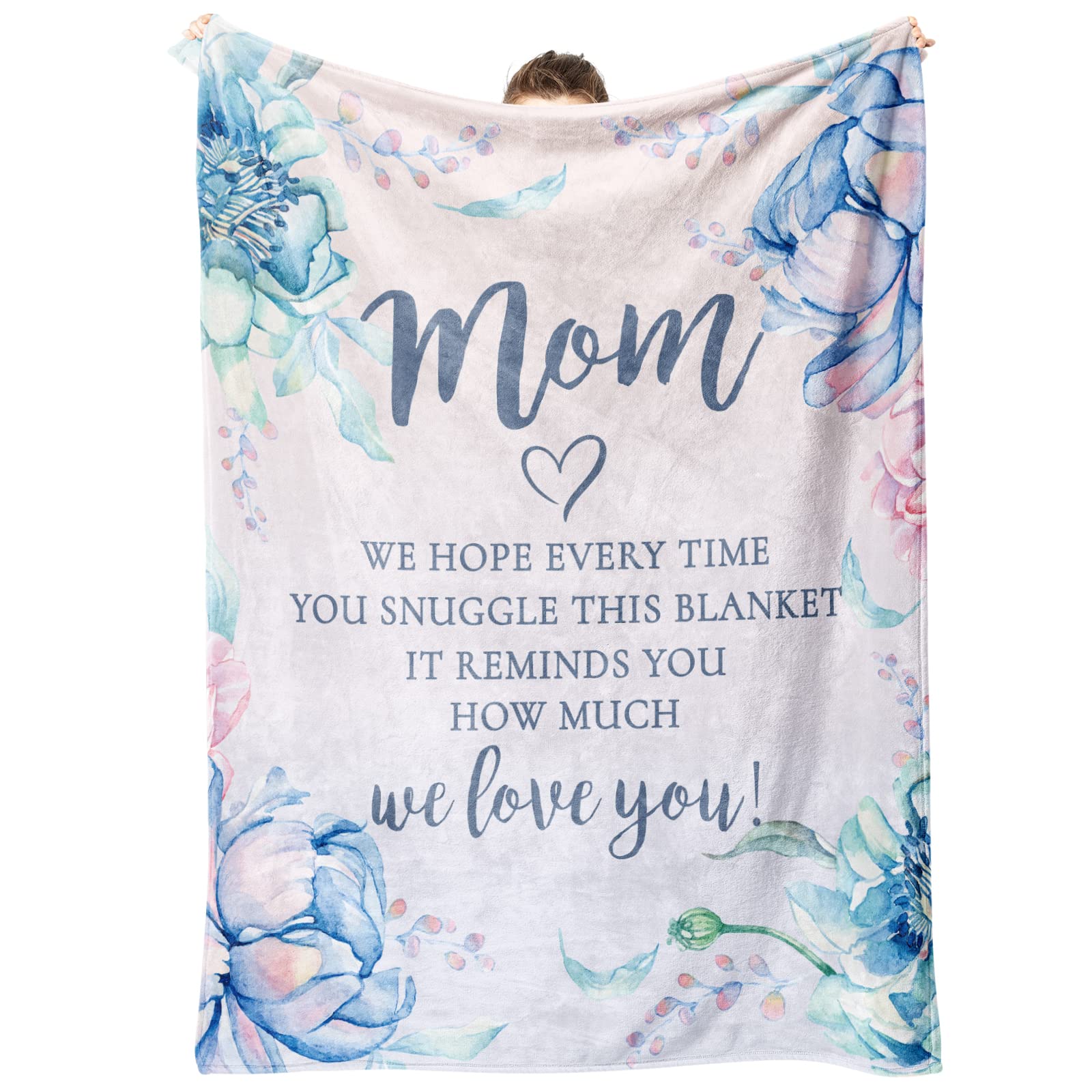 Afterprints Gifts For Mom Blanket, Mom Birthday Gifts, Mom Gifts From Daughter Son On Christmas, Mothers Day, We Love You Throw