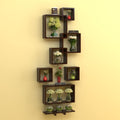 Raafi Wooden Rafuf Designer Intersecting Wall Shelves (Set of 8) (Brown)