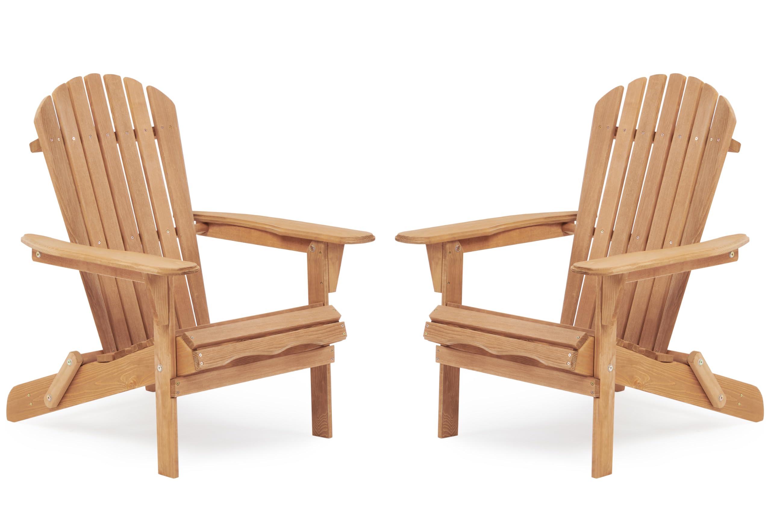 Wooden Folding Adirondack Chair Set Of 2, Half Pre-Assembled Wood Lounge Chair For Outdoor Patio Garden Lawn Backyard Deck Pool Beach Firepit Light Brown