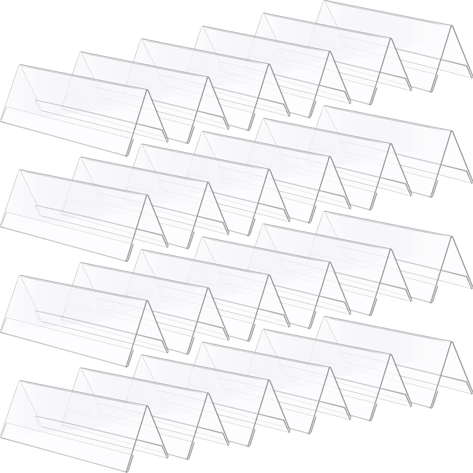 24 Pack Clear Plastic Name Plates For Desk 8.5 X 3 Acrylic Wall Name Plate Holder Desk Sign Frame For Table Display Blank Namepl