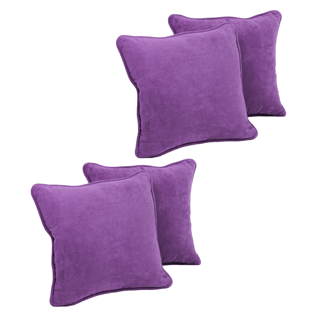 Blazing Needles Corded Microsuede Throw Pillow, 18&quot;, Ultra Violet 4 Count