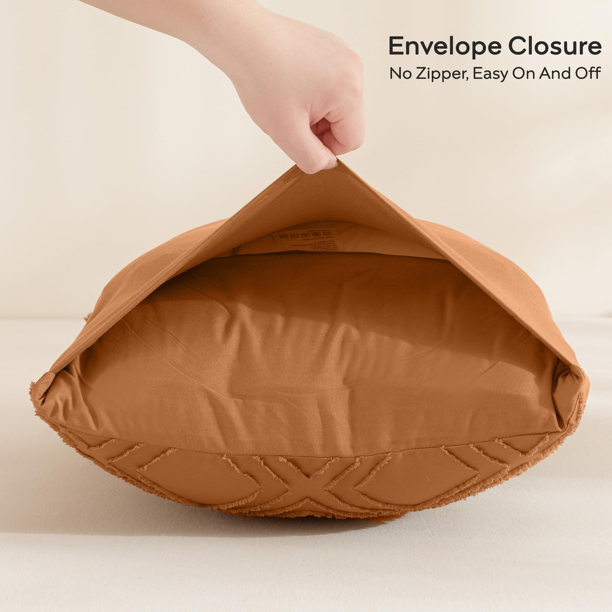 Jellymoni 2 Pack Rust Pillowcases King Size, Soft Microfiber Geometric Tufted Pillow Covers With Envelope Closure (Pillows Are N