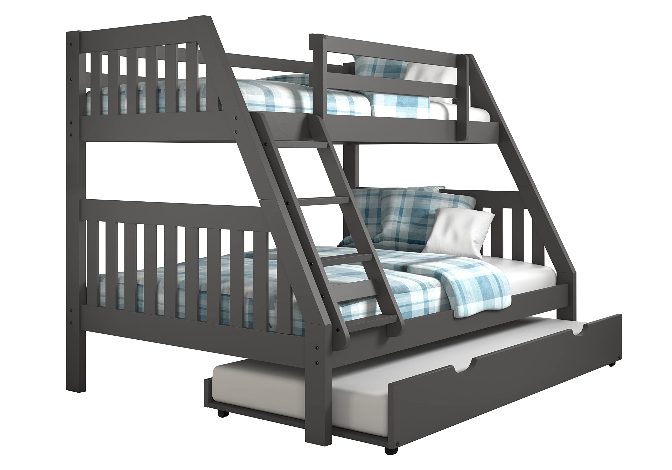 Donco Kids Austin Mission Twin Over Full Dark Grey Bunkbed With Twin Trundle