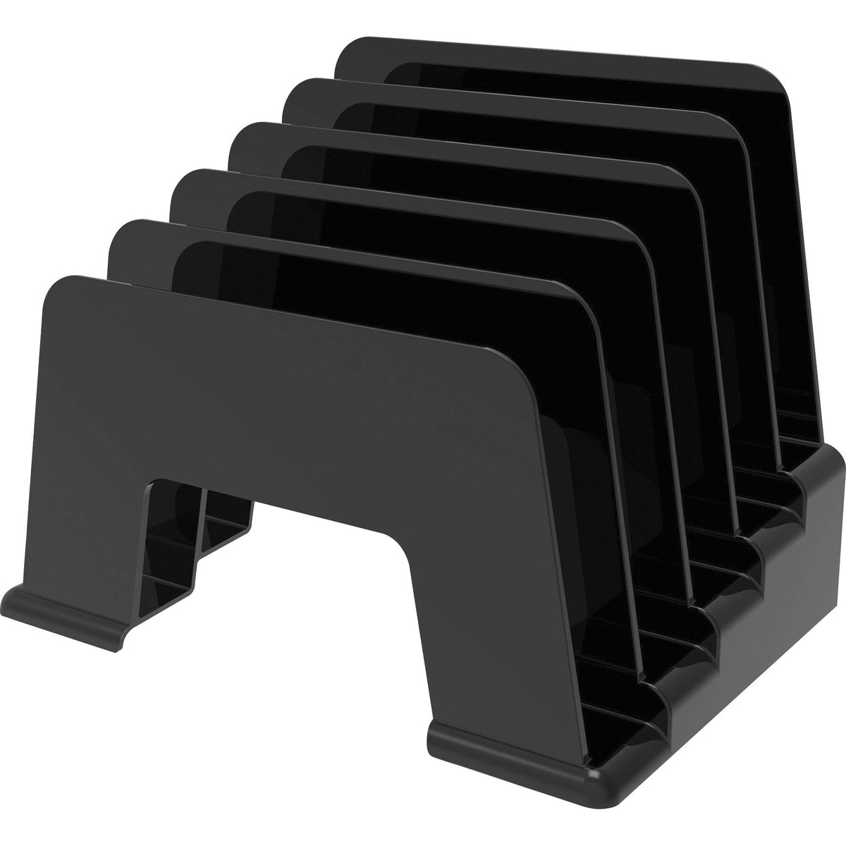 Deflecto Sustainable Small Incline Sorter, 34504, Black, Plastic, 5 Compartments, 30% Recycled Material, 20 in L