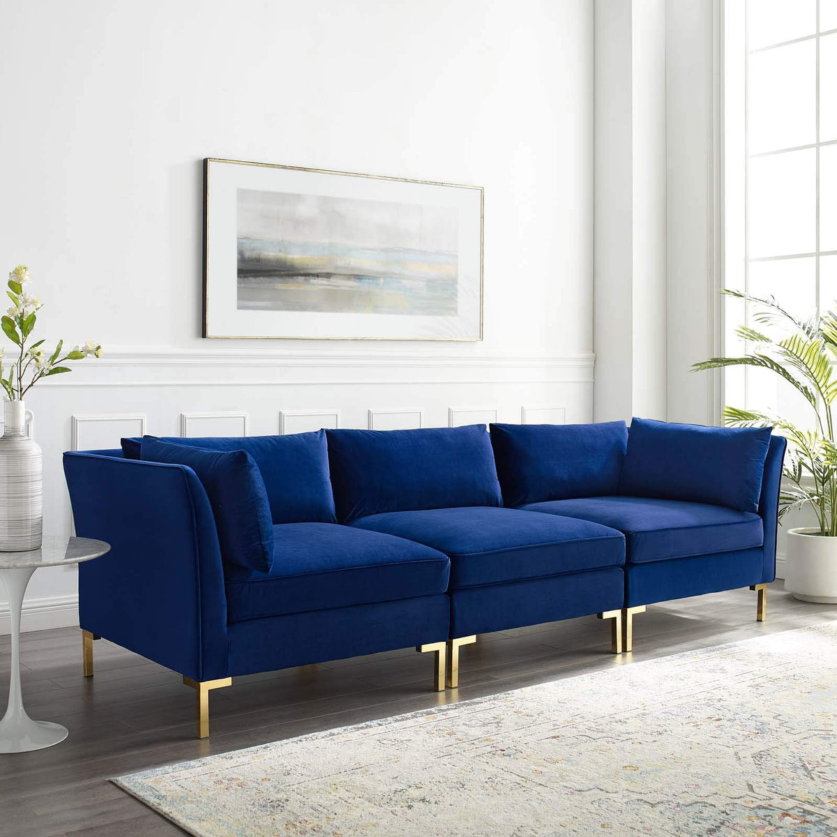 Modway Ardent Performance Velvet Sofa, Navy