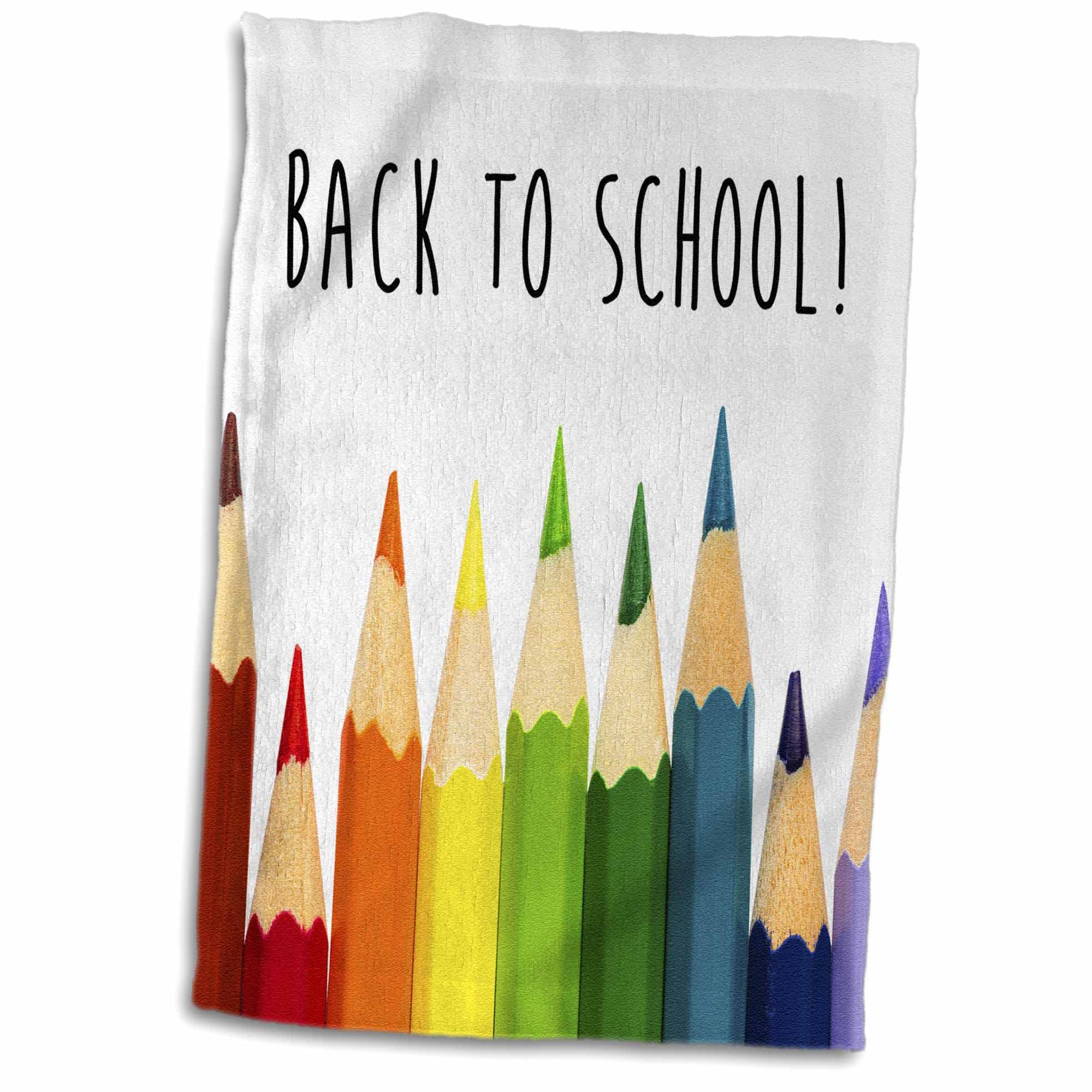 3D Rose Back to School Color Pencils Hand Towel, 15' x 22', Multicolor