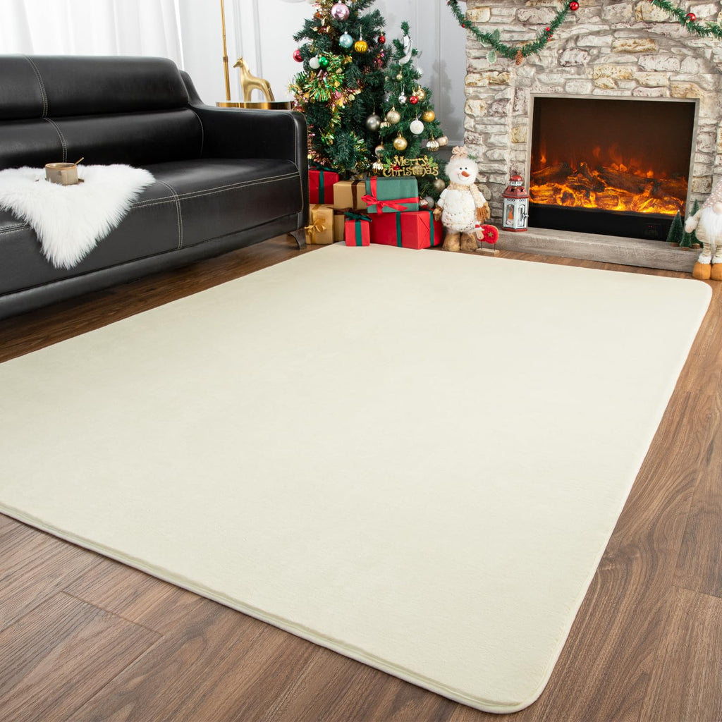 Przemy Washable Area Rug for Living Room Bedroom, 5x7 Feet Cream Memory Foam Rug, Super Soft Modern Indoor Carpet for Kids Room 
