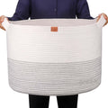 GOCAN Extra Large Laundry Basket 22 X 22X 14 XXXL Cotton Rope Woven Basket for Blankets Storage Basket with Handles for Living R