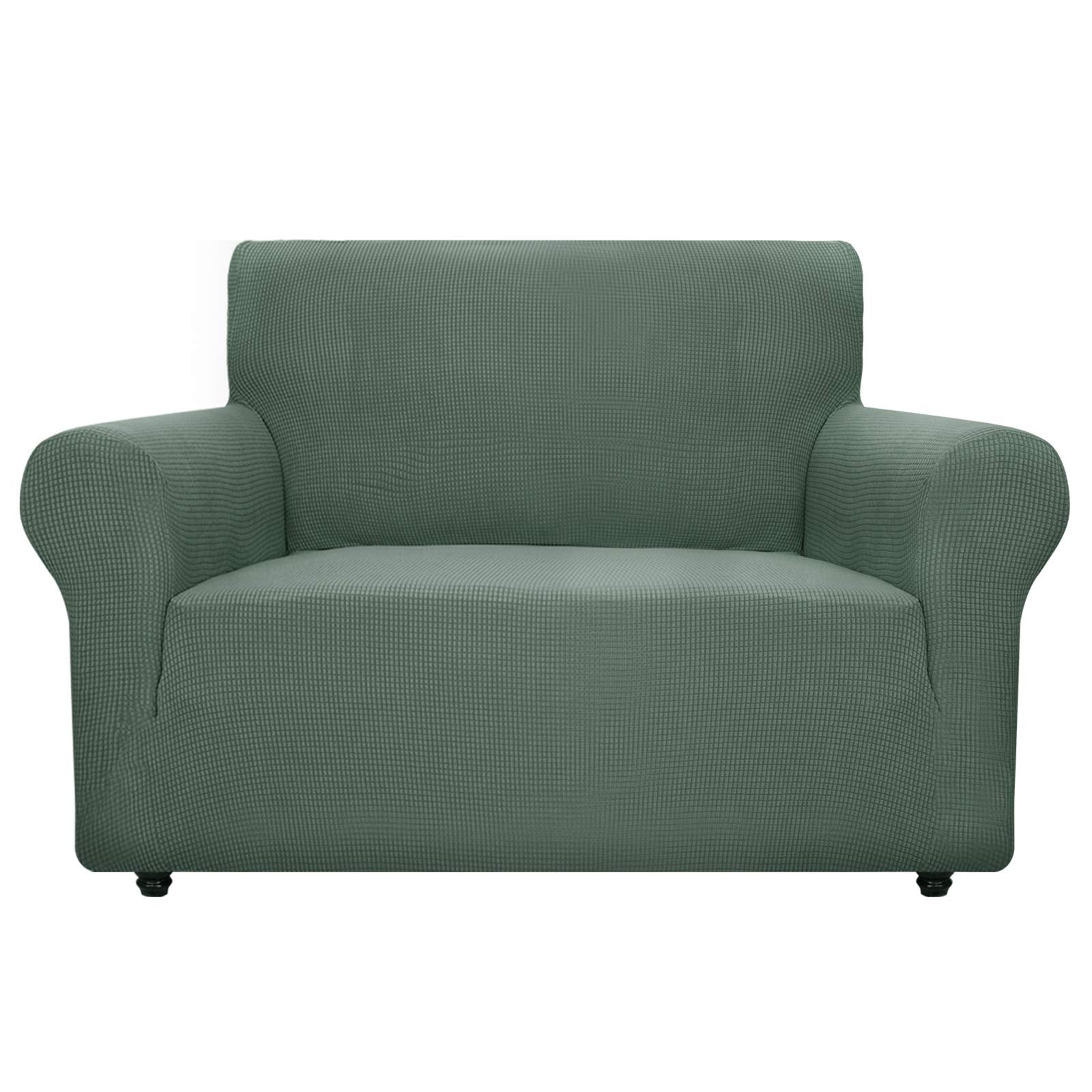Znsayotx Super Stretch Couch Cover Love Seat Sofa Covers For Living Room Dogs Pet Friendly Furniture Protector Spandex Loveseat Slipcovers With Anti Slip Foam Sticks (Pea Green, Loveseat)