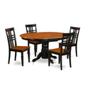 East West Furniture KELG5-BCH-W 5 Piece Dining Room Table Set Includes an Oval Wooden Table with Butterfly Leaf and 4 Kitchen Dining Chairs, 42x60 Inch, Black & Cherry