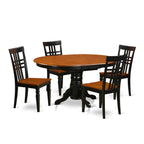 East West Furniture KELG5-BCH-W 5 Piece Dining Room Table Set Includes an Oval Wooden Table with Butterfly Leaf and 4 Kitchen Dining Chairs, 42x60 Inch, Black & Cherry