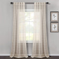 Lush Decor Farmhouse Textured Back Tab/Rod Pocket Sheer Window Curtain Panel Pair, 38'W X 84'L, Beige