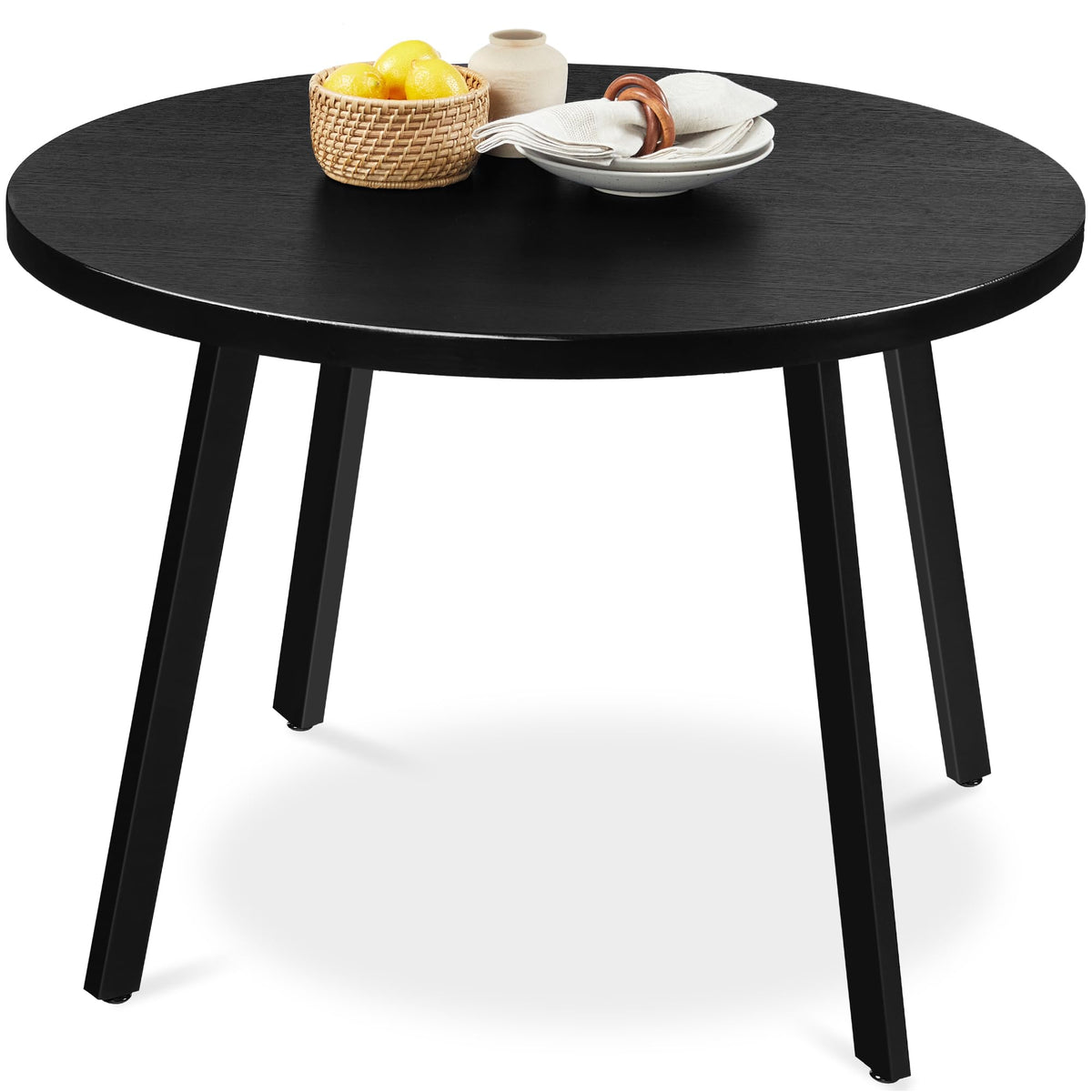 Best Choice Products 35.5in Round Mid-Century Modern Dining Table, Space-Saving Dinette for 2-4, Home, Kitchen, Apartment w/Stee