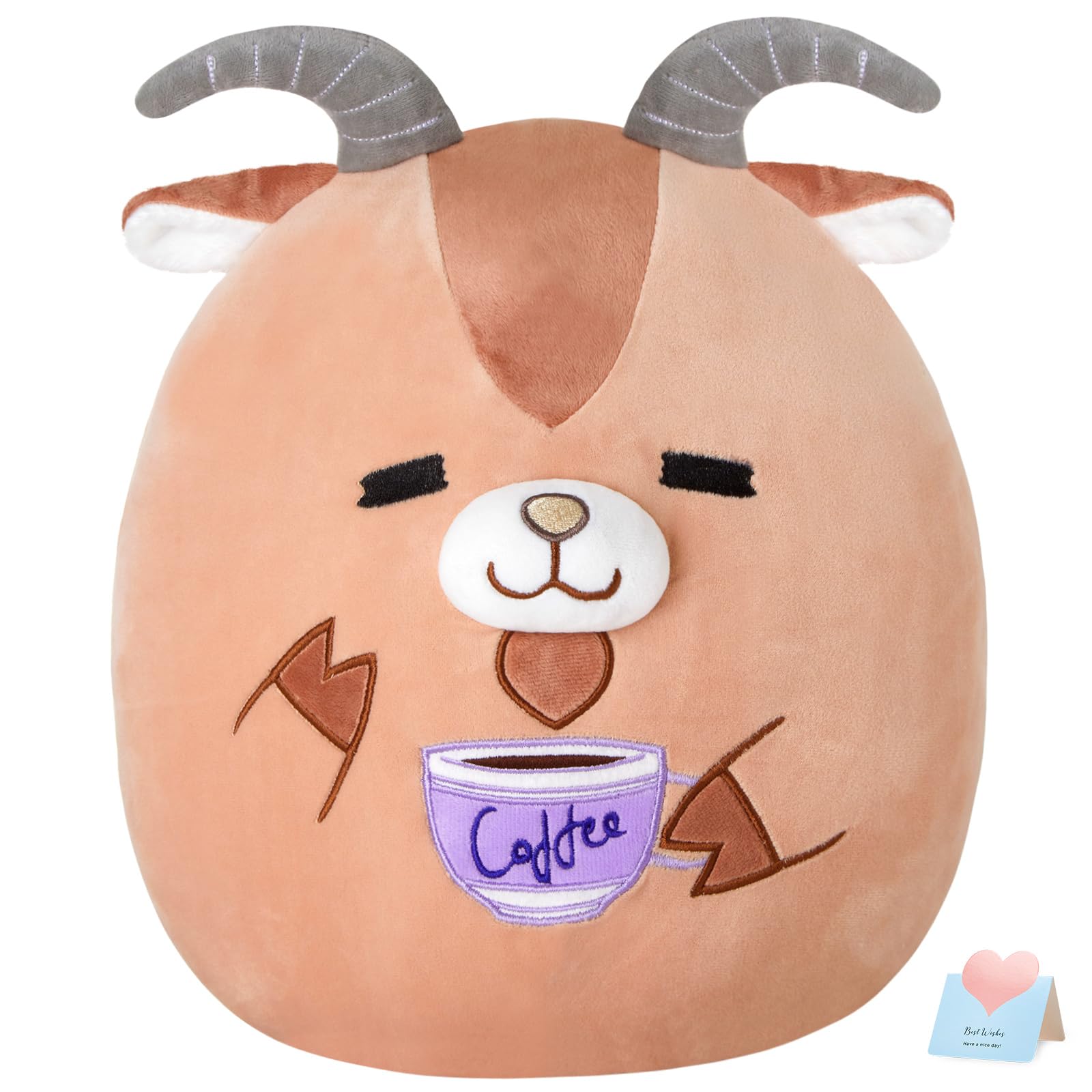 Glow Guards Original 12 ' Goat Plush Pillow Cute Goat Stuffed Animal With Coffee Soft Plush Toy Stuffed Animals Sheep Birthday