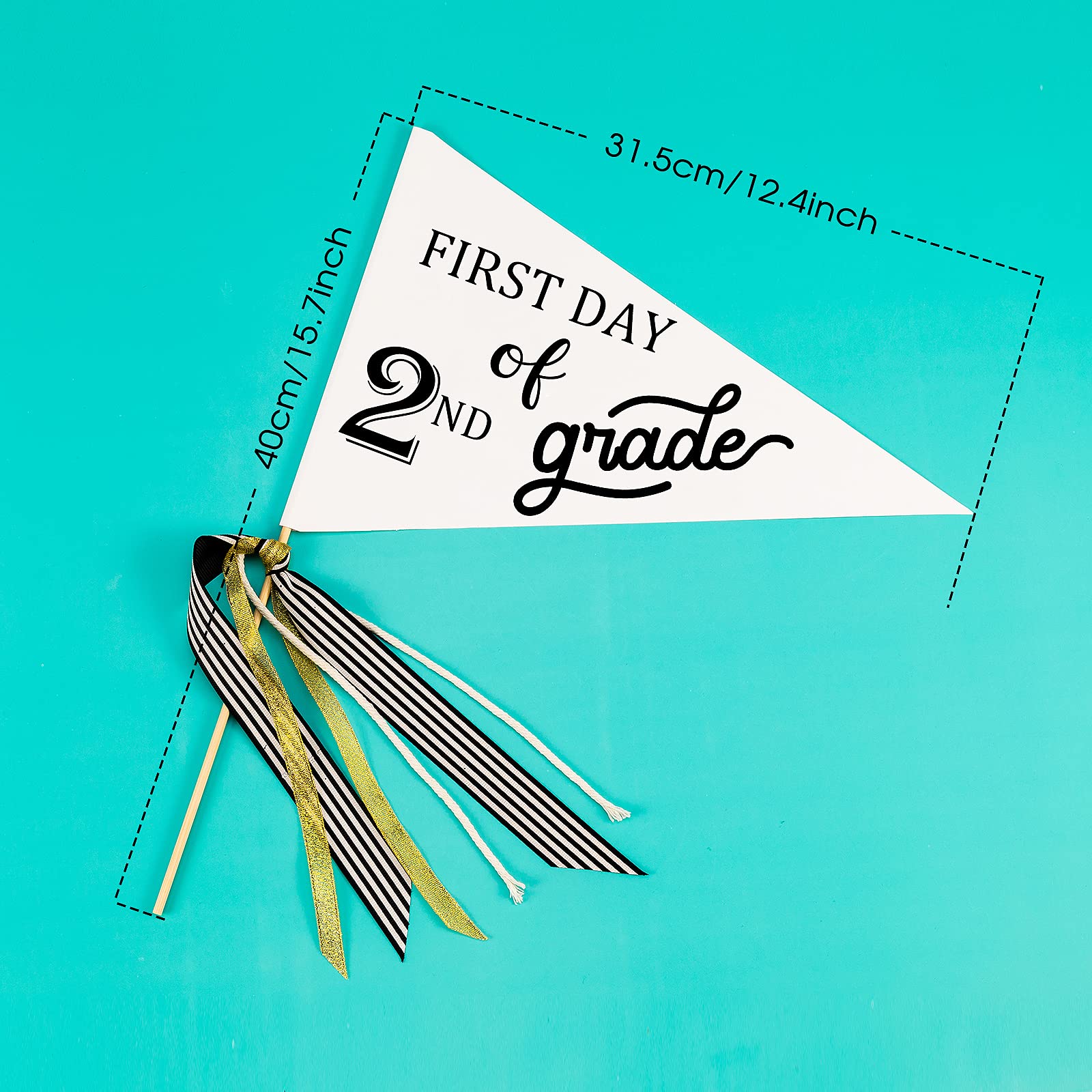 Cinpiuk First Day Of School Flag Diy 2024 Back To School Pennants, First Day Of 2Nd Grade Flag With Ribbons Make Your Own School