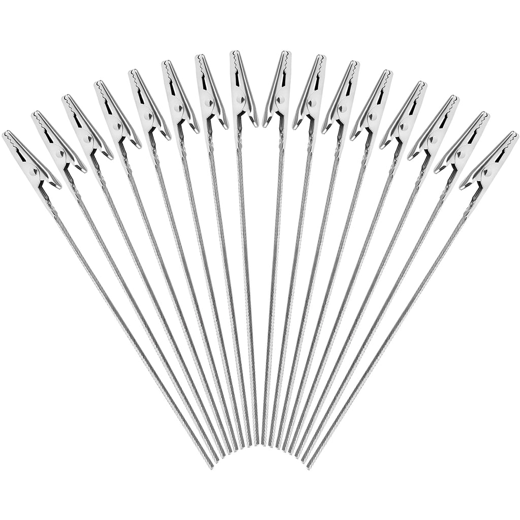 PECULA 40 PCS Metal Wire Alligator Clips - 6inch Silver Photo Clip Holder for Crafts, DIY, Memo Display