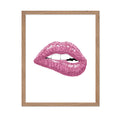 Poster Master Pink Glitter Lips Poster - Lip Bite Print - Fashion Art - Trendy Art - Modern Art - Pop Art - Gift for Men & Women