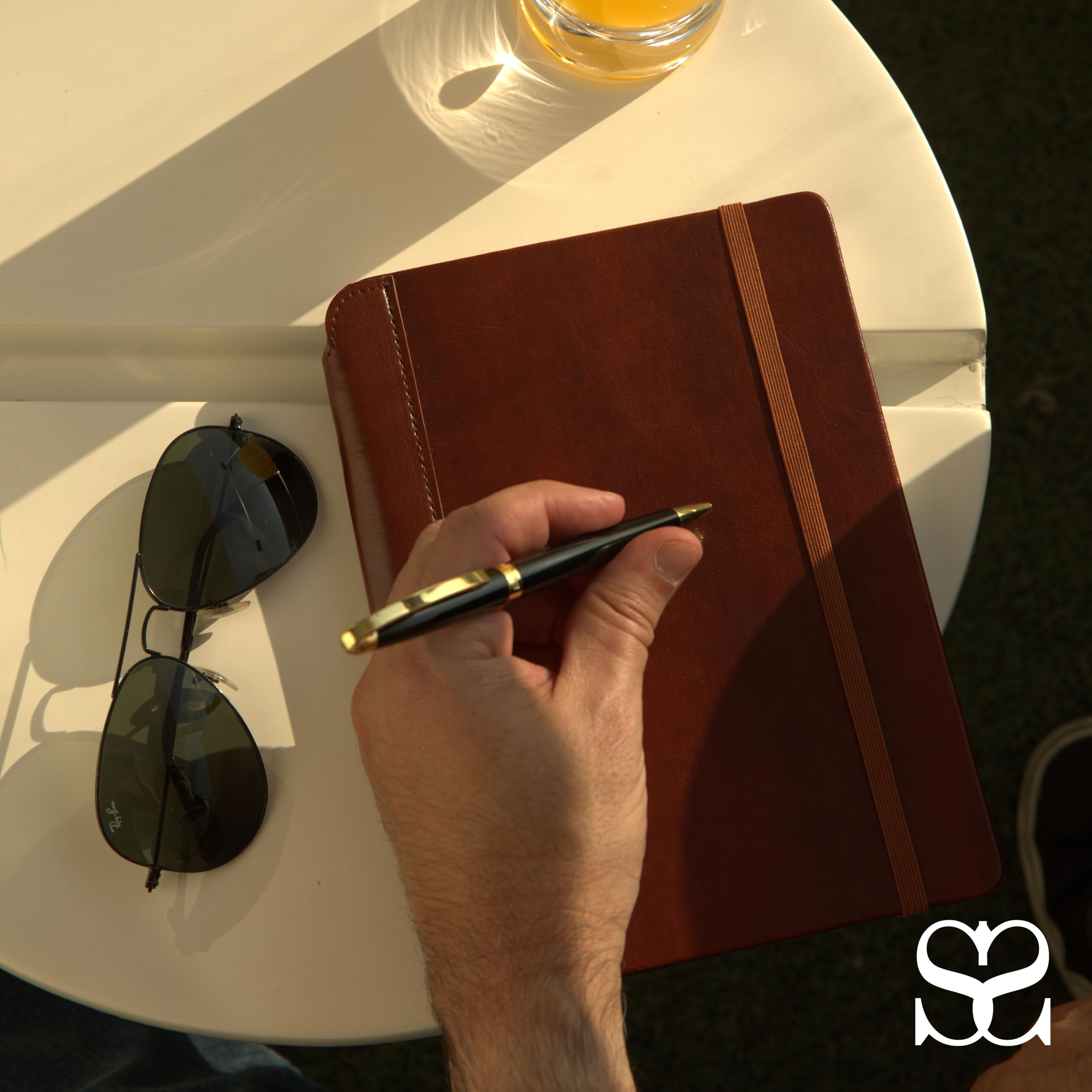 Settini Classic Journal Gift Set In Gift Box - Hardcover Vegan Leather, Unique Pen Holder, Lined, 192 Pages, 6' X 8.5' - Inclu